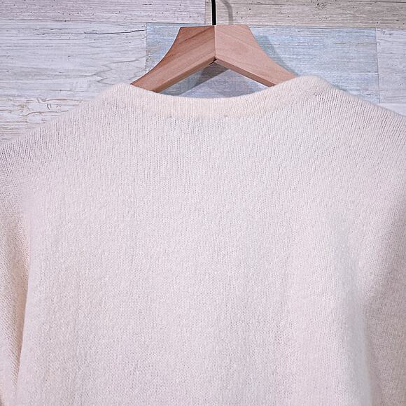 ANN TAYLOR Tie Wrap Sweater Cream Long Sleeve Stretchy Womens XL - Picture 5 of 6